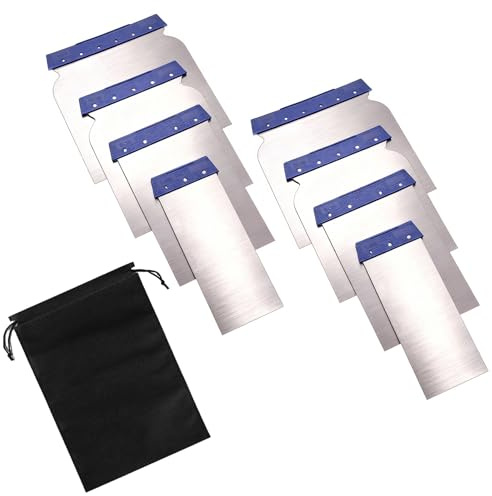 Juego de 8 espátulas japonesas, 41/68/88/105 mm, espátula de metal flexible para alisar, juntar, rellenar y distribuir, ideal para renovación, trabajos de pintura y bricolaje