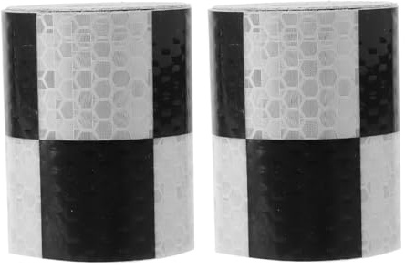 CONGARTENO Ruban Réfléchissant de Sécurité Adhésif à Carreaux Noir et Blanc 5 Cm X 3 M, 2 Pièces, Bande Réfléchissante Haute Visibilité pour Signalisation Extérieure de Véhicules, Remorques