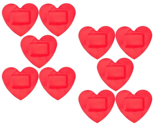 HOMSFOU Vendajes Transpirables en Forma de Corazón 10 Parches Adhesivos para Cuidado de Heridas Desechables y Fáciles de Rasgar de Pe Ideales para Heridas Pequeñas