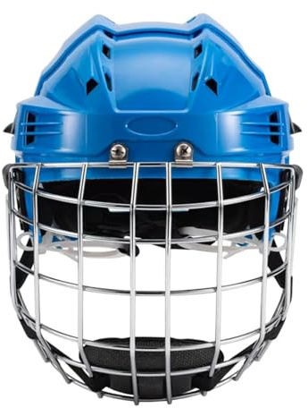 KESOTO Casco de Hockey sobre Hielo Casco de Rugby con Protector de Cabeza Tipo Jaula para Entrenamientos y Partidos en Interiores, Azul, de 58 Cm a 68 Cm