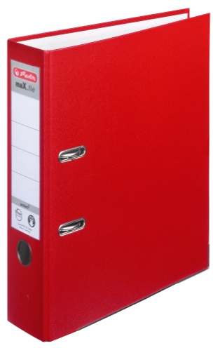 Herlitz 9942657 Ordner maX.file protect A4 8cm rot, PP-Kunststoffbezug/Papier hellgr.besch. 5er Packung