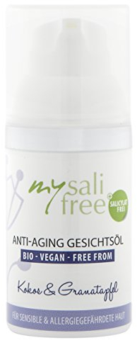 mysalifree BIO ANTI AGING GESICHTSÖL, Intensivpflege für sensible Haut, mit zartem Kokosduft, 30ml, weltweit einzigartig,100% zertifizierte Biokosmetik, BIO + Vegan + FREE FROM