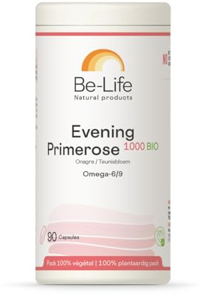 BE-LIFE| EVENING PRIMEROSE 1000 | Complément alimentaire | Santé de la peau | Maintien de l'équilibre hormonal chez la femme | Peau saine |90 Capsules