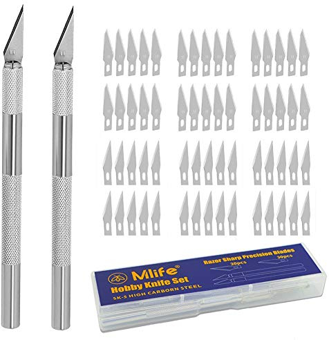 Mlife Juego de cutter con 60 cuchillas de recambio Cuchilla para trabajos artesanales Cúter con cuchillas intercambiables