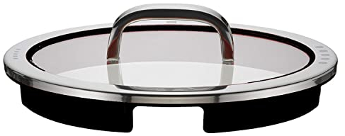 WMF Function 4 Topfdeckel 24 cm, Glasdeckel mit 4 Abgießfunktionen, Glas, Silikon, Cromargan Edelstahl poliert, schwarz
