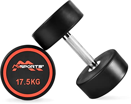 2 stycken runda, korta gummihantlar, 2,5–50 kg, kromade och räfflade handtag, olika viktvarianter, 2 x 17,5 kg