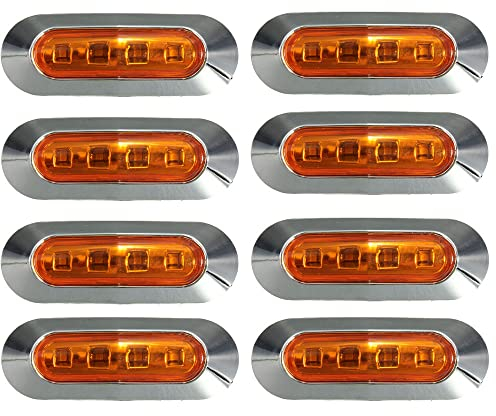 Etomvoop LED-Seitenmarkierungsleuchten, wasserdicht, 4 LEDs, für 12 V-24 V, LKW, Anhänger, Wohnmobil, Boot, Marine (gelb)