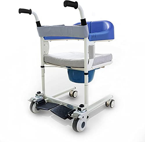 FANGX Sollevatore Disabili Manuale, Sedia per Il trasferimento del paziente con Sollevamento Manuale, Sedile Morbido, Padella, Regolazione a 9 Livelli, Apertura e Chiusura a 180°, carico 220 lb