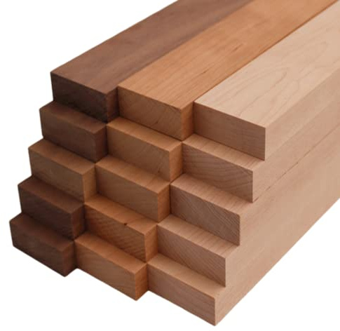 Paquete variado doméstico de 5 tablas de nogal, 5 de arce y 5 de cerezo, 3/4 x 2 pulgadas (15 piezas) (3/4 x 2 x 12 pulgadas)