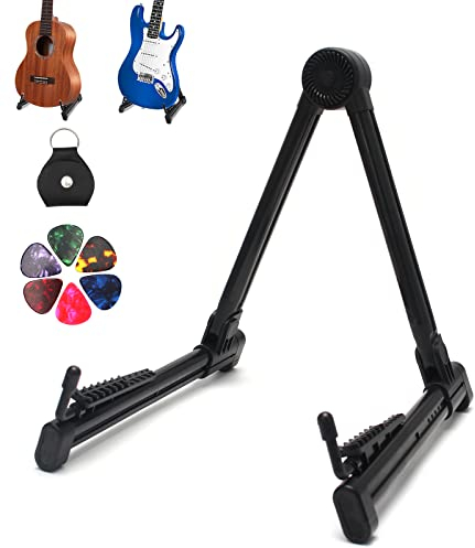 NAEBRO Gitarrenst?nder, Universal Gitarrenst?nder f¨¹r Akustikgitarre E-Gitarre Bass Ukulele, Faltbarer und Tragbarer Guitar Stand f¨¹r Elektrische und Klassische Gitarre