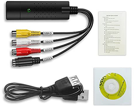 YIWENG Convertidor VHS a Digital, Convertidor de VHS a Digital Convertidor de Video USB 2.0 Tarjeta de Captura de Audio Caja de VHS VHS VCR Convertidor de TV a Digital Soporte Win 7/8/10