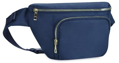 Bauchtasche für Damen und Herren, Stylische Hüfttasche mit 4 Reißverschlusstaschen und Verstellbarem Gurt, Ideal für Reisen und Wandern, Marineblau (Patent Angemeldet)