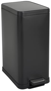 SVITA STM15 - Poubelle à pédale - 15 l - Avec seau intérieur - Couvercle Softclose - Pédale - Rectangulaire - Noir