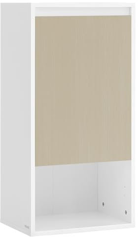 VASAGLE Badezimmerschrank, Badschrank hängend, Tür mit Verstellbarer Öffnungsrichtung, verstellbare Ablage, 30 x 40 x 80 cm, wolkenweiß-naturbeige BBK742N01