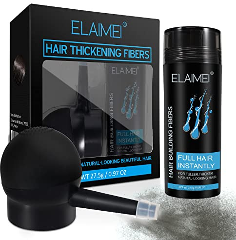 Hinourisha Fibras Capilares Castaño Oscuro con Aplicador, Fibra Cabello Para Pérdida de Cabello Hair Building Polvos pelo Hombre y mujere, Polvos para el Volumen del Pelo Instante