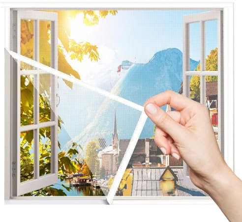 Fliegengitter Fenster Teleskoprahmen 135x165cm Weiß Fliegengitter Fenster Insektenschutz FüR BalkontüR KellertüR TerrassentüR