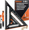 THORVALD 5 en 1 Equerre Menuisier Charpentier 300 mm + Crayon Chantier - Multifonction : Trusquin/Raporteur/Coupe de Chevron/Equerre a chapeau - Aluminium - Outil pour gagner du temps