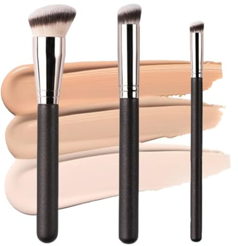 XUKZIMA 3 Pcs Makeup Brushes Foundation Brush Face Brush Concealer Brushs Make Up Brushes Kit Flawless for Blending Liquid Cream and Powder Buffing Stippling