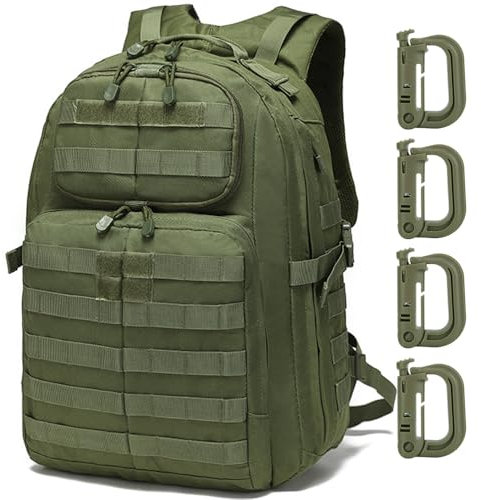MUCHER 40L Militär Taktische Rucksack Herren mit 4 Haken Große Wanderrucksack Molle Armee Assault Rucksack für Wandern Jagd, Trekking und Camping und Outdoor Aktivitäten (Grün)