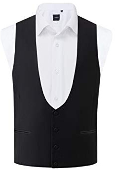 Dobell Mens Black Tuxedo Waistcoat Regular Fit Horseshoe-L (42-44in)