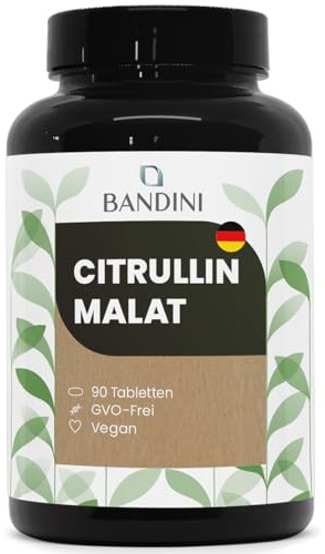Bandini® L-CITRULLIN MALAT | 3000mg hochdosiertes Citrullin 2:1 (1000mg) | pflanzlich fermentiertes L-Citrulline Malate | Pre-Workout, Vegan, 3 Tabletten/Tag für 1 Monat | 90 Tabletten