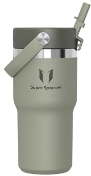 Sparrow Borraccia Termica Bambini - 620ml - Twistpath Borracce con Tappo Flex con Cannuccia - Senza BPA & Perdite Bottiglia Acqua - Inox Borracce Termiche Per Portabevande
