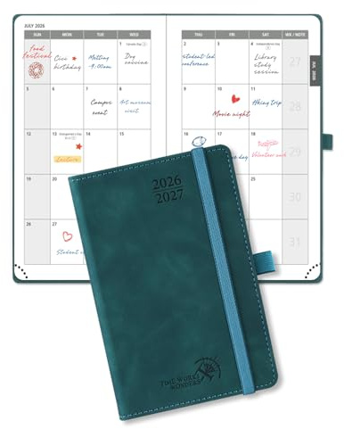 POPRUN Agenda mensual de bolsillo de 2 años 2026-2026, agenda mensual A6 (24 meses: 25 de enero a 26 de diciembre), papel de 100 g/m², 4 páginas por mes, 144 páginas, tapa dura de piel sintética