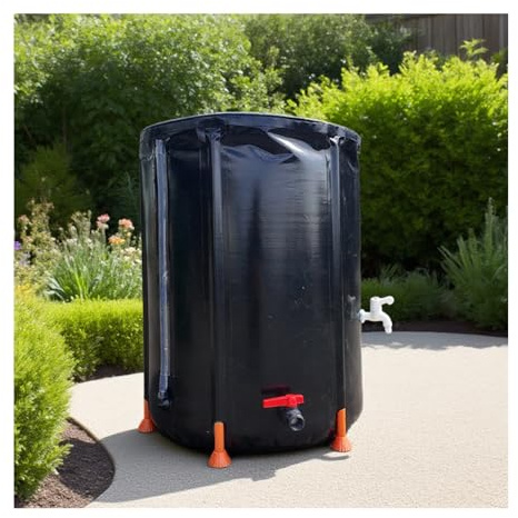 HOFUNTRE Barile for Pioggia Pieghevole，Barile for Raccoglitore d'Acqua da Giardino，Realizzato in Tessuto Resistente allo Strappo E alla Compressione for Un Uso A Lungo Termine(Black,750L)
