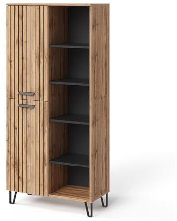 Vicco Garderobe Amber, Eiche Wotan, 80 x 172 cm mit 5 offenen Fächern, zur Ablage von Büchern, Lampen und Alltagsgegenständen