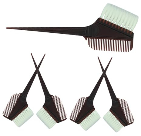 FRCOLOR Kit 5pezzi Pettine e Spazzola per Tintura dei Chioma in Plastico Nero, Facile da Usare e Portare, per Saloni Professionali e Tinta Fai da Te
