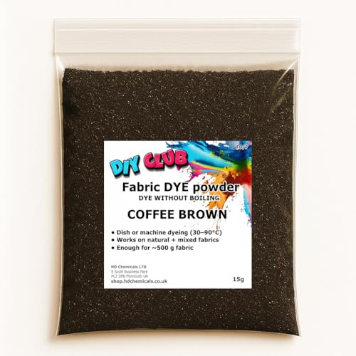 Fabric Dye Powder Multicolor Shades for Cotton, Polyester, Wool & More | Non-Toxic Textile Dye, Clothes, Jeans DIY Crafts, Fabric Restoration (Coffee Brown)