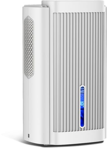 Déshumidificateur Électrique 1,1 L – Déshumidificateur Silencieux < 28 dB avec Arrêt Automatique, Mode Nuit & Veilleuse, pour Appartement, Salle de Bain & Cave (Blanc)