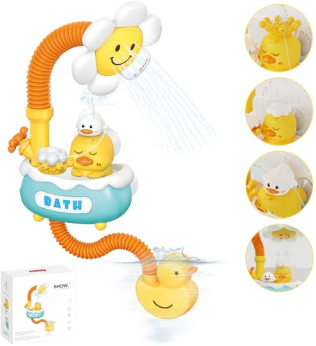 Qingning Jouets de Bain Enfants avec Pommeau Douche Réglable Tournesol