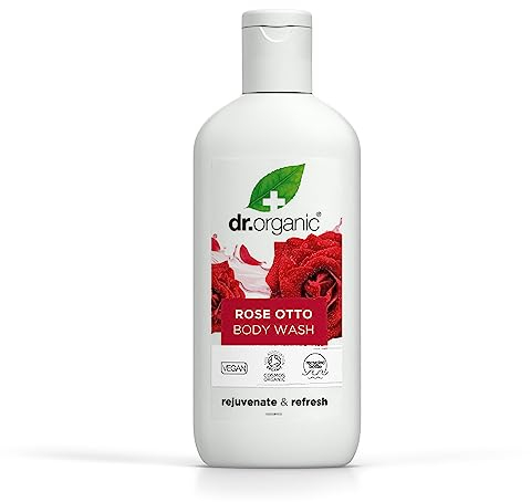 Dr Organic Rose Otto Body Wash, Shower Gel, Mens, Womens, Natural, Vegan, Cruelty-Free, Paraben & SLS-Free, Recyclable & Recycled Ocean Bound Plastic, Certified Organic, 250ml, Packaging may vary