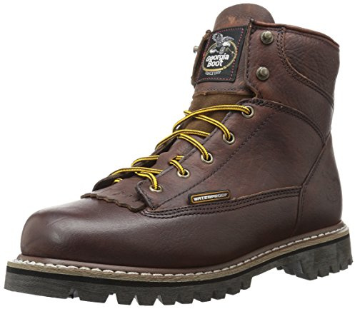 Georgia Boot Waterproof Lace-To-Toe Work Boot, Chocolate, Size 8(M)