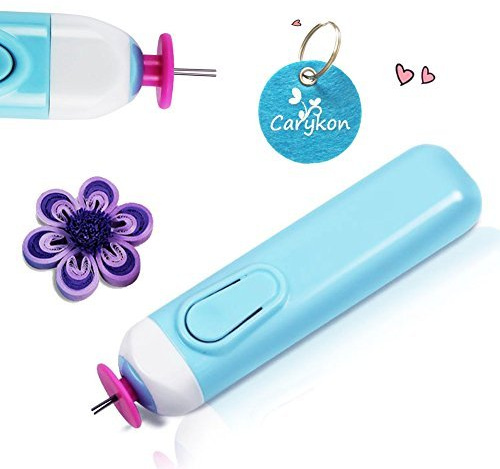 Carykon Electric Quilling Slotted Tool Automated Paper Volume Curling Pen (Blue)
