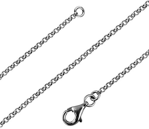 Avesano Erbskette Damen 925 Silber 1,7 mm Rolo Kette „Made in Italy“ - Sterling Silber Halskette ohne Anhänger - Silberkette 42 cm - Geschenkidee für Frauen 101011-042
