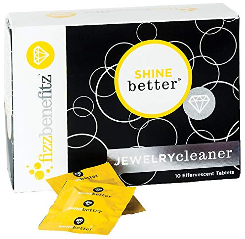 FizzBenefitz Shine Better Jewelry Cleaner - Restores Brightness to Gold, Diamond, Sterling Silver, Brass Jewelry and is the Perfect Solution for a Dirty Ring or Silverware - 10 Effervescent Tablets