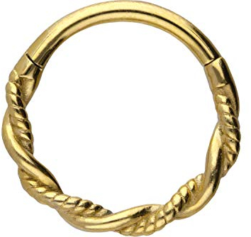 PIERCINGLINE Segmentring Clicker doppelt gedreht Chirurgenstahl Piercing für Nase Septum Ohr Helix Tragus Goldfarben 6 mm