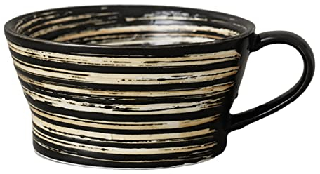 BOSUGE Tazones de Sopa, Taza de Sopa con asa, Tazón de Desayuno de 12 oz for Helado, Postre, Tazón de cerámica pequeño, Taza de Sopa Apto for microondas.-negro-350ml (Color : Schwarz, Size : 350ml)