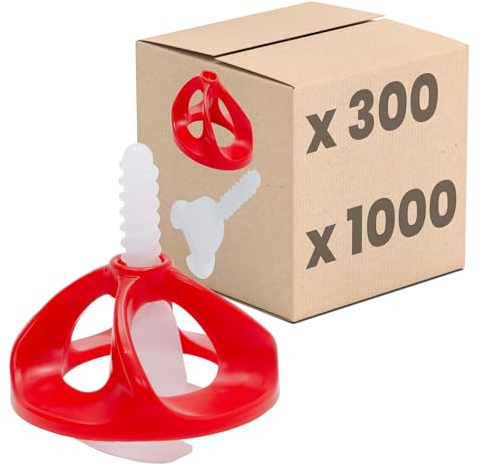 Dalsys Fliesen Nivelliersystem 1mm Set: 1300tlg., 1000 Laschen + 300 Hauben, Verlegehilfe Set, Fliesenleger Werkzeug