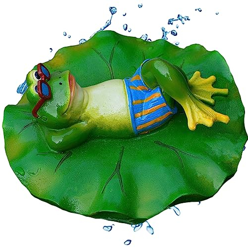 Tuzsocr Flottant Animal Baignoire,Mini Bassin Décoratif Grenouille Flottante,Ornement de Sculpture de Feuille de Lotus de Résine,pour La Maison,Jardin,Fish Tank,Étang,Piscine,Aquarium (Style 4)