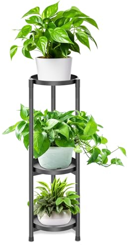 KHayRovies 3 Tier Plant Stand Indoor Tall, Black Metal Corner Plant Stands for Multiple Plants, Flower Pot Holder Shelf Outdoor Plant Display Rack for Garden Balcony Patio Living Room