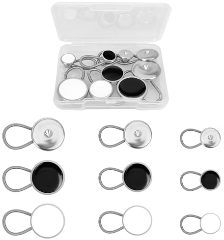 9 Stk Hosenknopf Verlängerung, 10mm/15mm/19mm Hosenbunderweiterung Knopf, Knopfverlängerung für Hosen, Taillenverlängerung Jeansknopf Button für Jeans, Röcke, Hosen, Anzughose（Haarfeder）