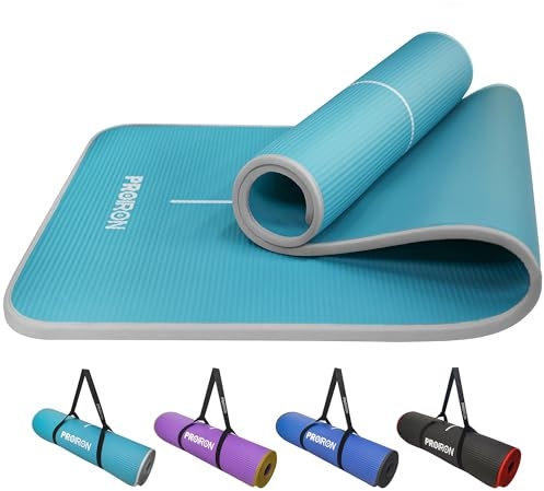 PROIRON Gymnastikmatte, Turnmatte für Zuhause mit Tragegurt Trainingsmatte Rutschfest, Yoga Matte Dick 10/15mm und Sportmatte Fitnessmatte Yogamatte Pilates Matte für Heimtraining