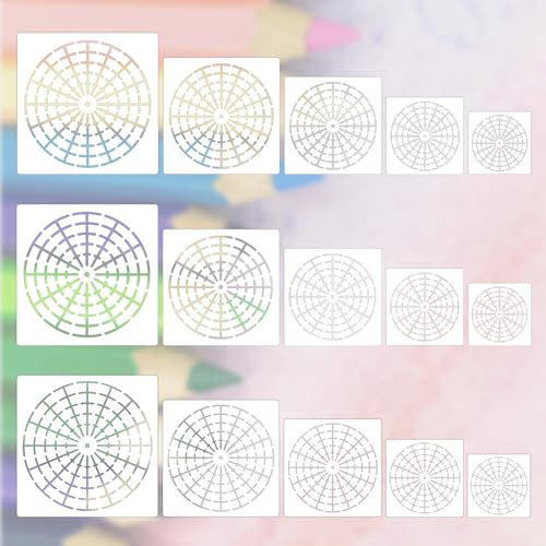 15 plantillas de pintura de puntos de mandala, 8/12/16 segmentos de 3/4/5/6/8 pulgadas, reutilizable de segmento, juego de herramientas de pintura de puntos para