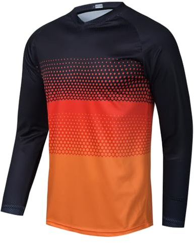 Hotlion Camiseta de ciclismo de montaña para niños y niñas, de manga larga, para niños de 4 a 14 años, ropa de carreras todoterreno