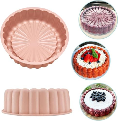 Zhenghebuy Moule Gateau Silicone Rond 20cm,Antiadhésif Moule a Gateau Rrond,Moule Silicone Patisserie Rond,Réutilisable Moule à Gâteau Cannelé pour Cheesecake,Brownie,Chocolat