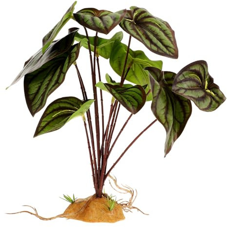 FONDOTIN Künstliche Reptilienpflanzen Mit Stabilem Sockel Lebensechtes Kunststoff Dekor Für Terrarien Und Aquarien Natürlich Wirkende Dekoration Für Bartagamen Und Reptilien