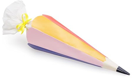 HIKIhooray Geschwisterschultüte Zuckertüte – 40 cm Farbmix, Schultüte zum Schulanfang, perfekt als Geschenkverpackung für Süßigkeiten & kleine Geschenke, mit Band & Verschluss